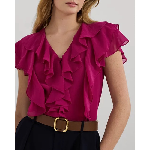 폴로 랄프로렌 Ruffle-Trim Crinkle Georgette Blouse