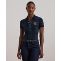 Plaid Beaded-Crest Pique Polo Shirt