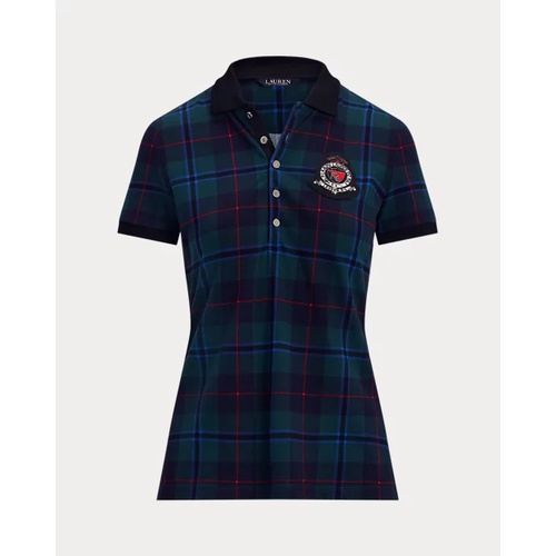 폴로 랄프로렌 Plaid Beaded-Crest Pique Polo Shirt