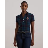 Plaid Beaded-Crest Pique Polo Shirt