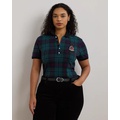 Plaid Beaded-Crest Pique Polo Shirt