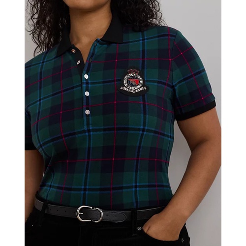 폴로 랄프로렌 Plaid Beaded-Crest Pique Polo Shirt