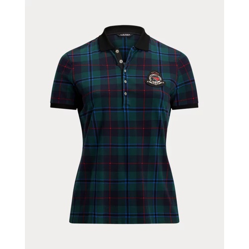 폴로 랄프로렌 Plaid Beaded-Crest Pique Polo Shirt