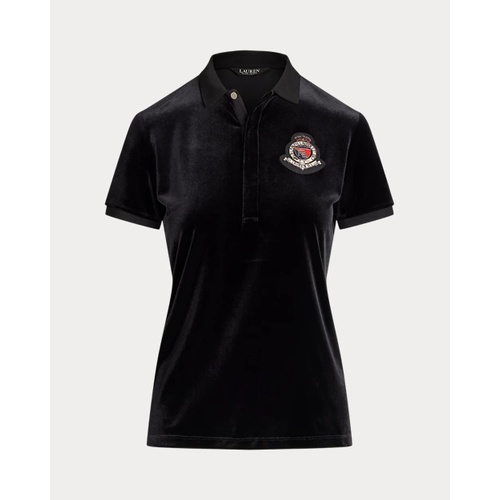 폴로 랄프로렌 Beaded-Crest Stretch Velvet Polo Shirt