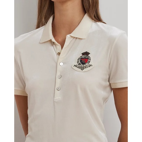 폴로 랄프로렌 Beaded-Crest Stretch Velvet Polo Shirt