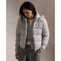 Cable-Knit Hooded Down Coat