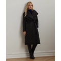 Buckle-Trim Diamond-Quilted Wrap Coat