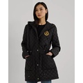 Crest-Patch Diamond-Quilted Hooded Coat