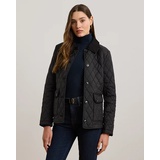 Corduroy-Trim Diamond-Quilted Jacket