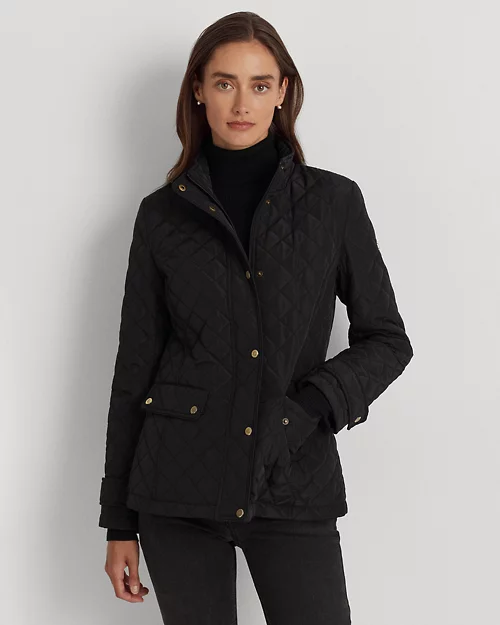 Diamond-Quilted Mockneck Jacket