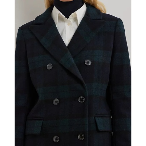 폴로 랄프로렌 Black Watch Plaid Double-Breasted Coat