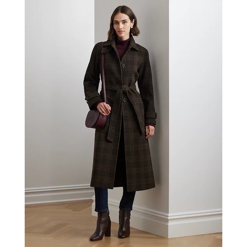 폴로 랄프로렌 Plaid Belted Wool-Blend Coat