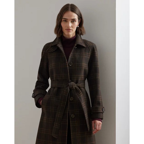 폴로 랄프로렌 Plaid Belted Wool-Blend Coat