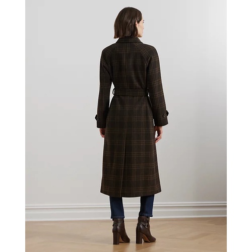 폴로 랄프로렌 Plaid Belted Wool-Blend Coat