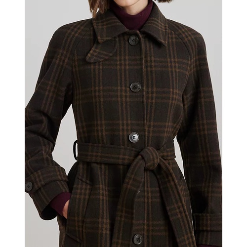 폴로 랄프로렌 Plaid Belted Wool-Blend Coat