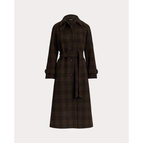 폴로 랄프로렌 Plaid Belted Wool-Blend Coat