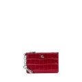 Croc-Embossed Leather Zip Card Case