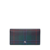 Plaid Crosshatch Leather Slim Wallet