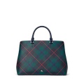 Plaid Leather Large Hanna Satchel