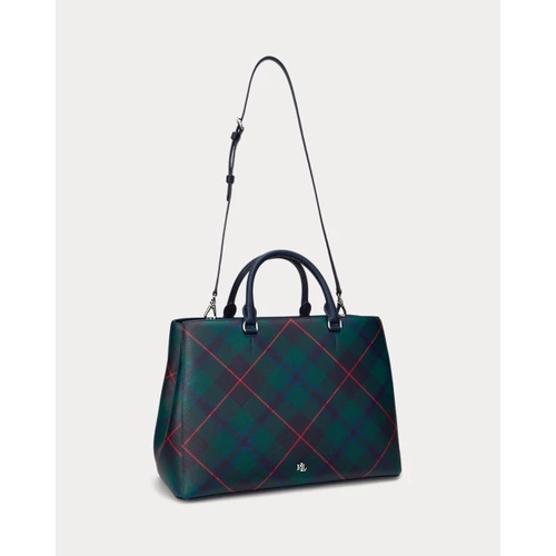 폴로 랄프로렌 Plaid Leather Large Hanna Satchel