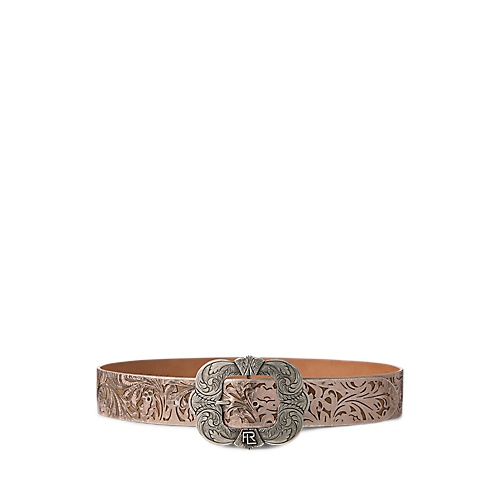 폴로 랄프로렌 Tooled-Buckle Calf-Suede & Calfskin Belt