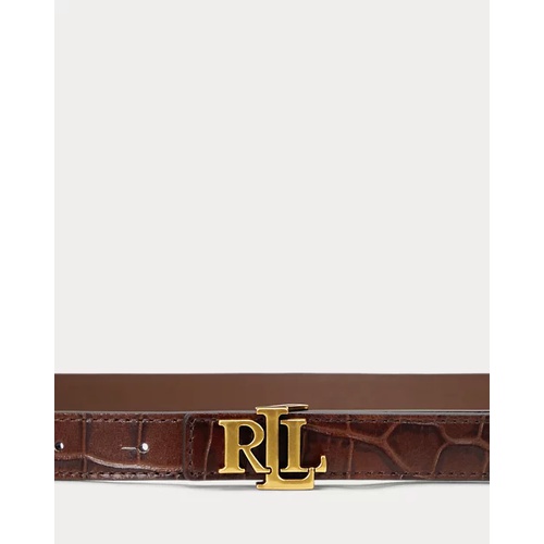 폴로 랄프로렌 Logo Reversible Embossed Skinny Belt