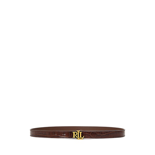 폴로 랄프로렌 Logo Reversible Embossed Skinny Belt