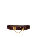 Croc-Embossed Chain Padlock Wide Belt