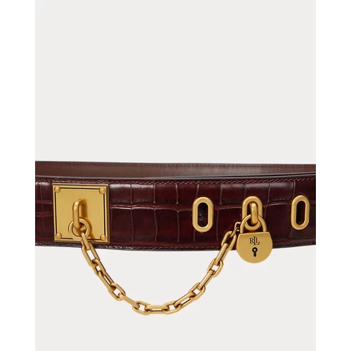 폴로 랄프로렌 Croc-Embossed Chain Padlock Wide Belt