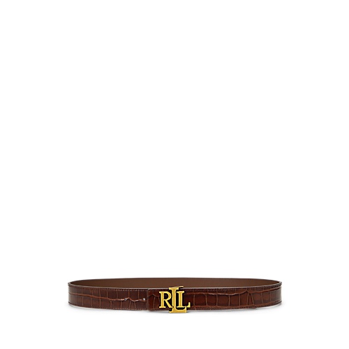 폴로 랄프로렌 Logo Reversible Crocodile-Embossed Belt