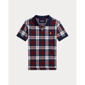 Plaid Cotton Mesh Polo Shirt