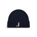 Dog-Embroidered Rib-Knit Beanie