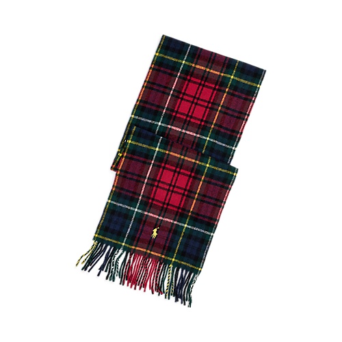 폴로 랄프로렌 Plaid Fringe Wool Scarf