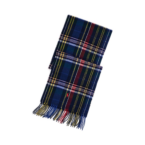 폴로 랄프로렌 Plaid Fringe Wool Scarf