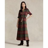 Belted Plaid Cotton-Blend Dress