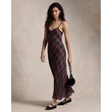 Plaid Crinkled Slip Dress