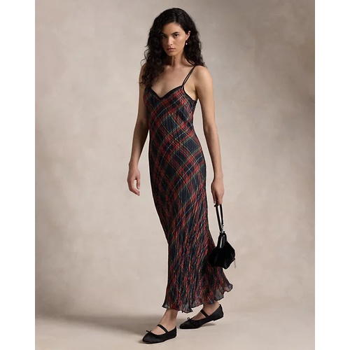 폴로 랄프로렌 Plaid Crinkled Slip Dress