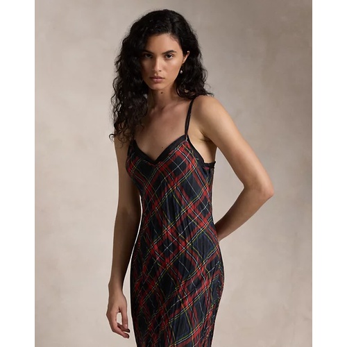 폴로 랄프로렌 Plaid Crinkled Slip Dress