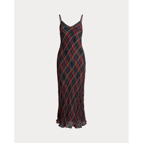 폴로 랄프로렌 Plaid Crinkled Slip Dress