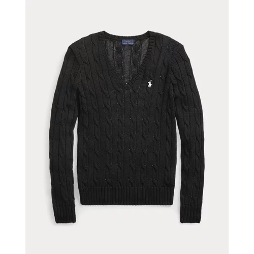 폴로 랄프로렌 Cable-Knit Cotton V-Neck Sweater