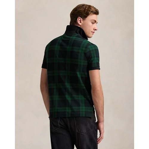 폴로 랄프로렌 Custom Slim Fit Plaid Mesh Polo Shirt