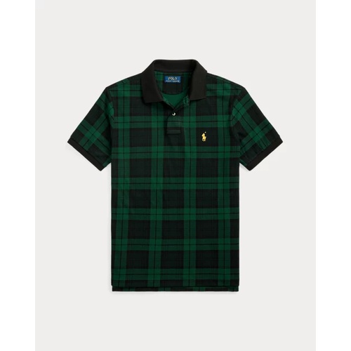 폴로 랄프로렌 Custom Slim Fit Plaid Mesh Polo Shirt