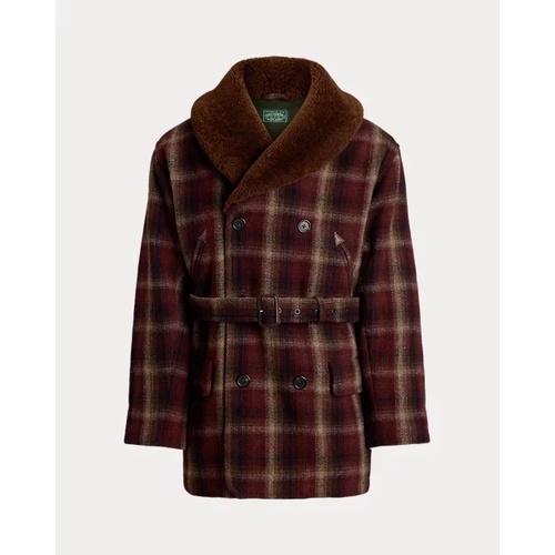 폴로 랄프로렌 Shearling-Collar Plaid Wool Ranch Coat