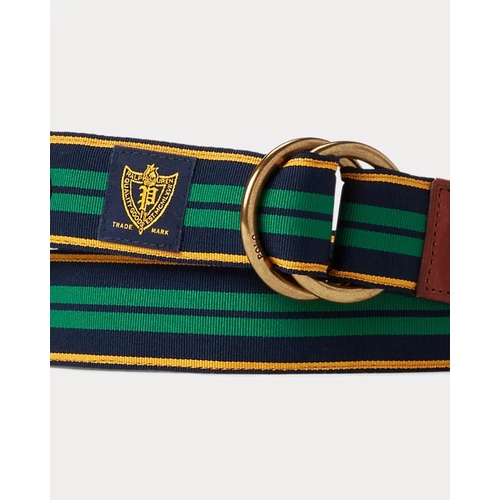 폴로 랄프로렌 Leather-Trim Striped Belt