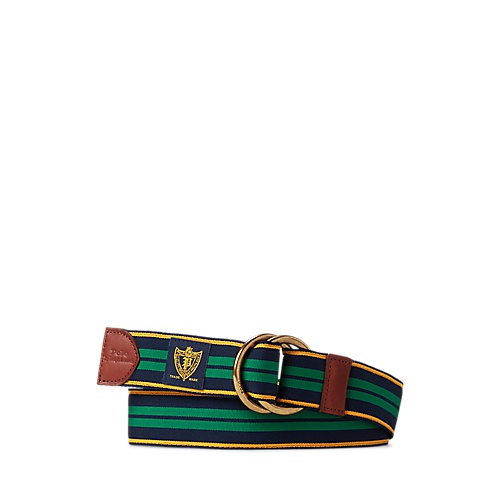 폴로 랄프로렌 Leather-Trim Striped Belt