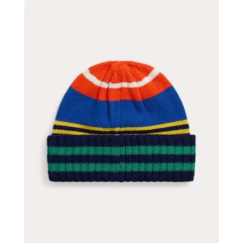 폴로 랄프로렌 Logo Striped Wool-Blend Beanie