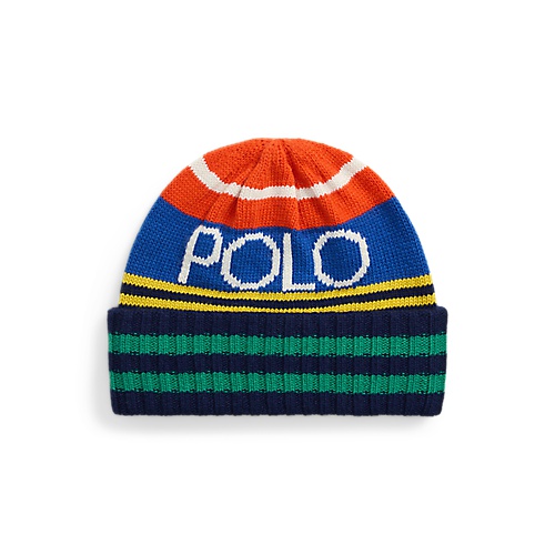 폴로 랄프로렌 Logo Striped Wool-Blend Beanie