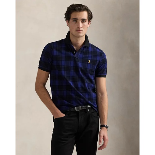 폴로 랄프로렌 Custom Slim Fit Plaid Mesh Polo Shirt