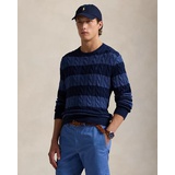 Striped Cable-Knit Cotton Sweater