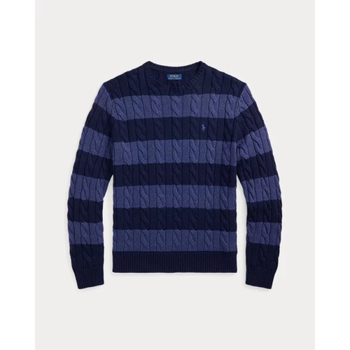 폴로 랄프로렌 Striped Cable-Knit Cotton Sweater